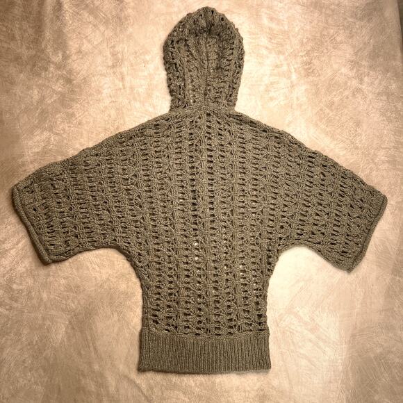 Free People Crochet Knit Hooded Cardigan Sweater Oversized Coastal Beach Retro - Picture 4 of 7